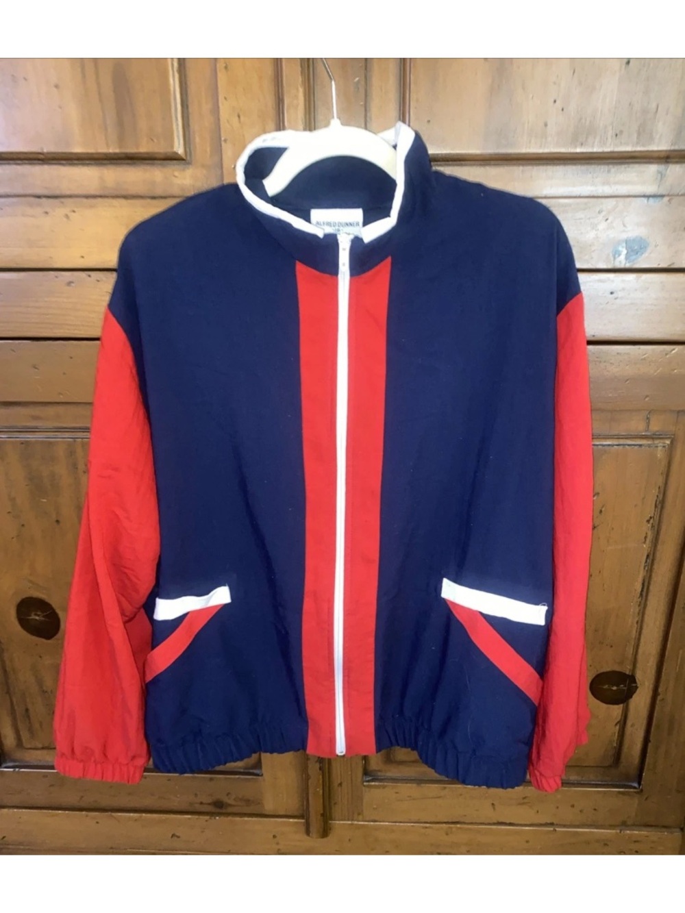 Alfred Dunner Vintage Windbreaker Jacket Red White Blue Full Zip USA 4th of July